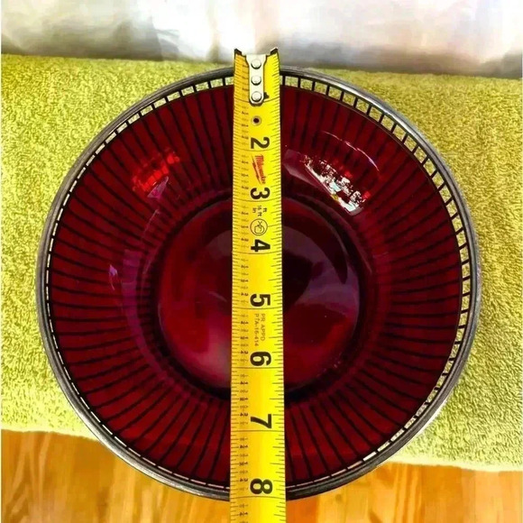 Gorgeous Vintage Gorham Silver Wired Bowl with Ruby Red Glass Insert Sweden - Picture 7 of 7